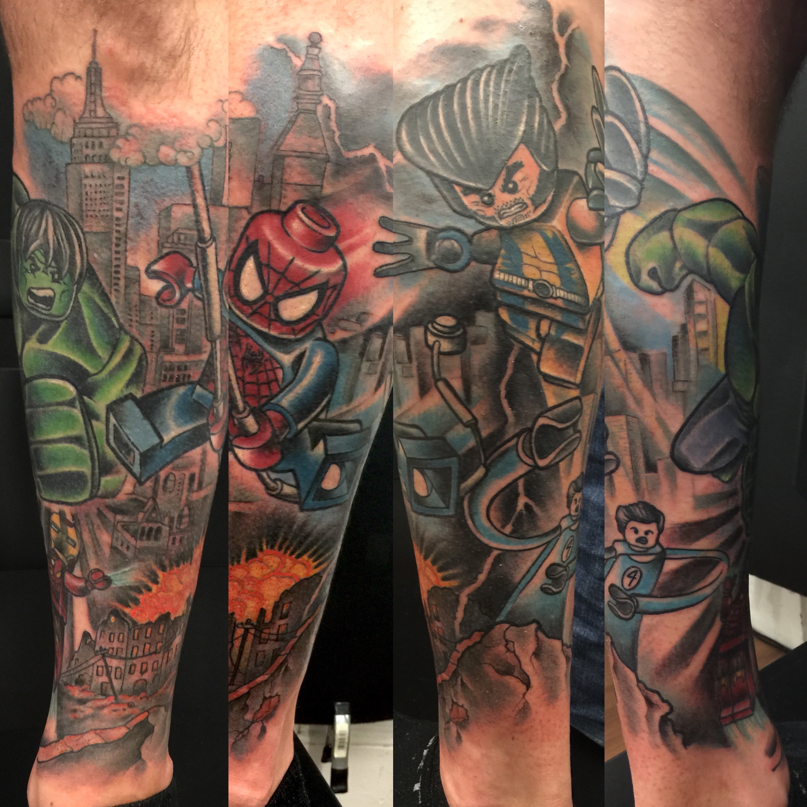 Beginnings of a full Lego sleeve by Dane Smith at Artistic Skin in  Indianapolis, Indiana : r/tattoos